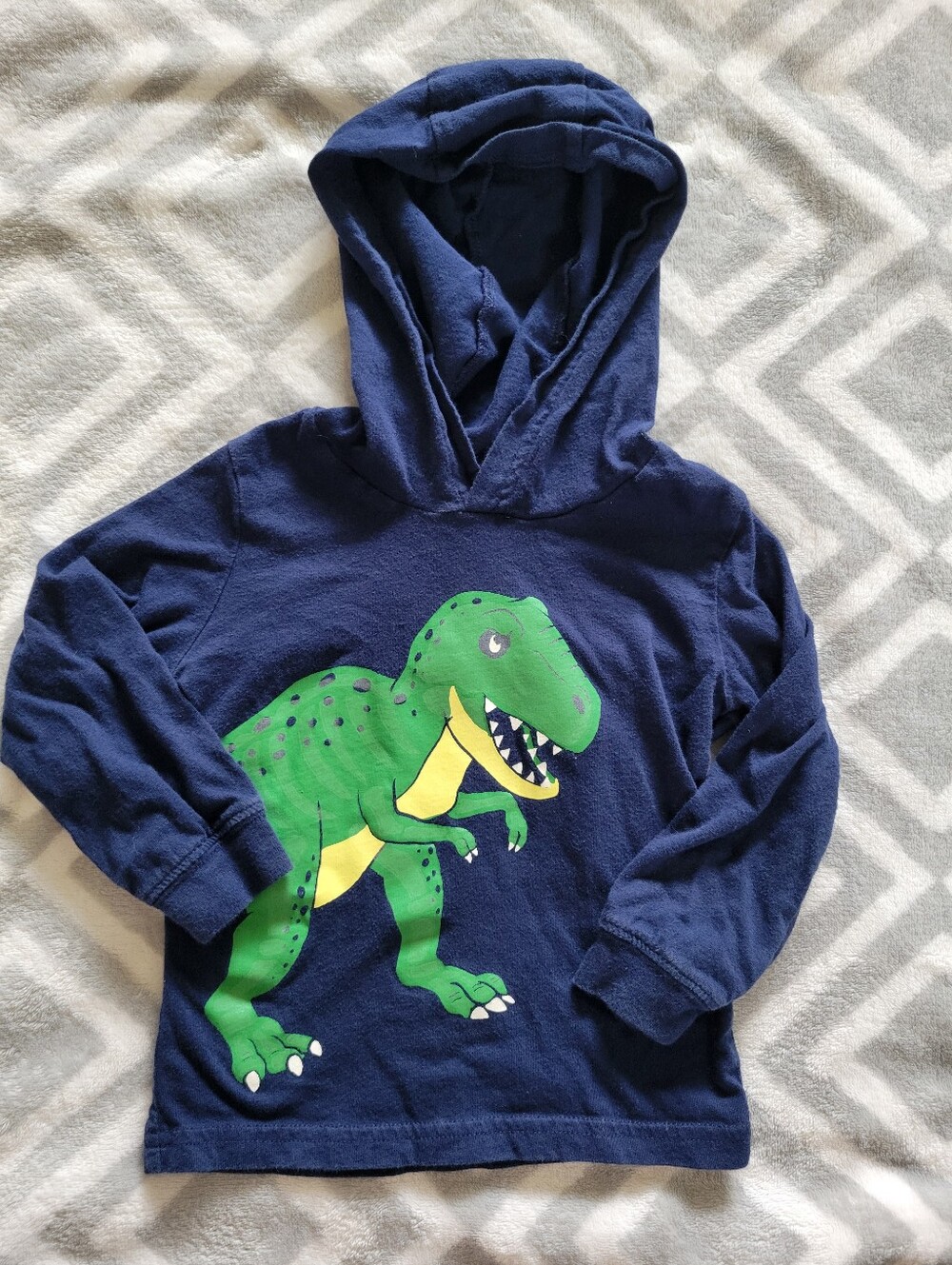 Boys size 18 months Blue Dinosaur Hooded shirt